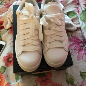 Women's white and light pink Coach sneakers